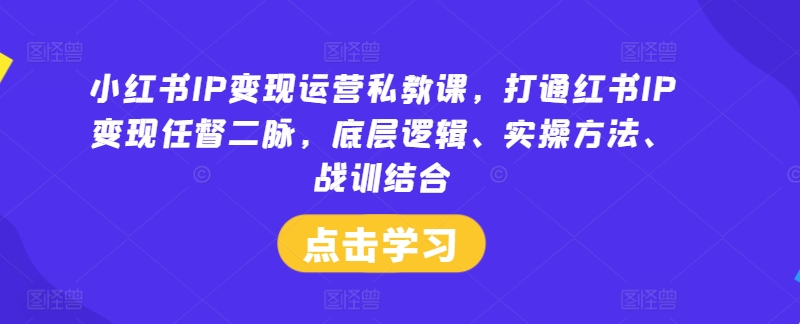 小红书IP变现运营私教课,打通红书IP变现任督二脉,底层逻辑、实操方法、战训结合-识享社