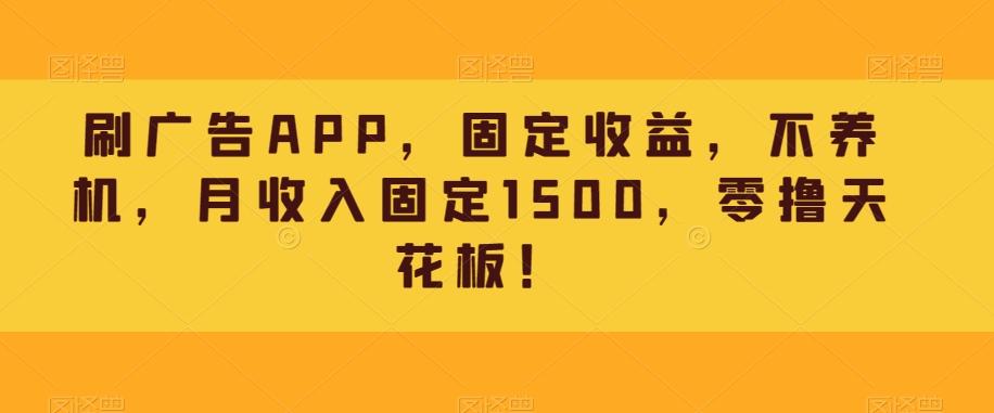 刷广告APP，固定收益，不养机，月收入固定1500，零撸天花板！-识享社