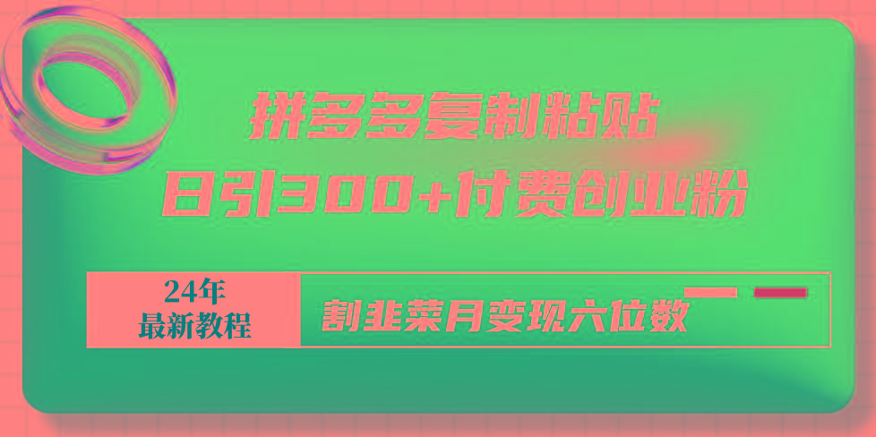 拼多多复制粘贴日引300+付费创业粉,割韭菜月变现六位数最新教程!-识享社
