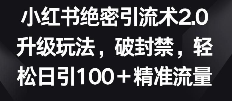 小红书绝密引流术2.0升级玩法，破封禁，轻松日引100+精准流量【揭秘】-识享社