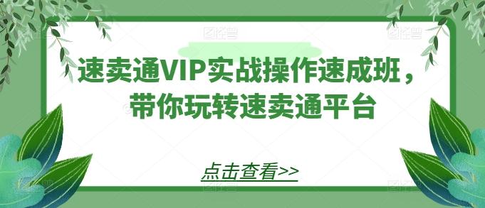 速卖通VIP实战操作速成班，带你玩转速卖通平台-识享社