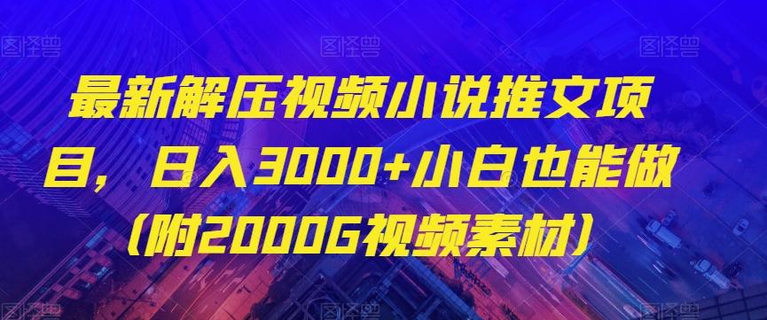 最新解压视频小说推文项目，日入3000+小白也能做（附2000G视频素材）【揭秘】-识享社