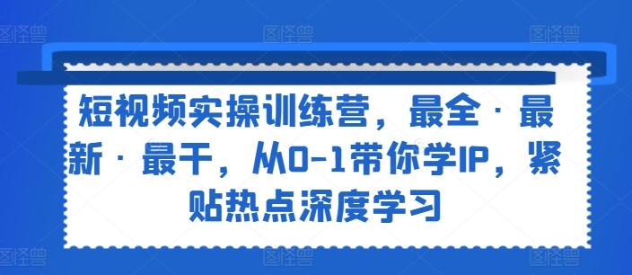 短视频实操训练营，最全·最新·最干，从0-1带你学IP，紧贴热点深度学习-识享社