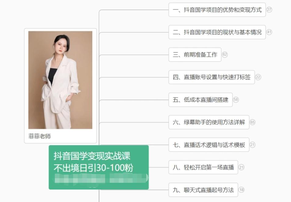 抖音国学变现项目：不出境日引30-100粉实战课程-识享社