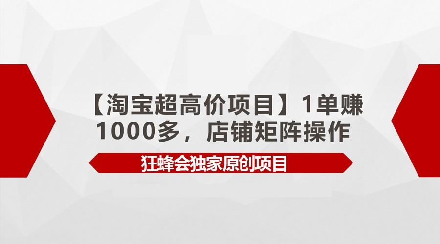 【淘宝超高价项目】1单赚1000多，店铺矩阵操作-识享社