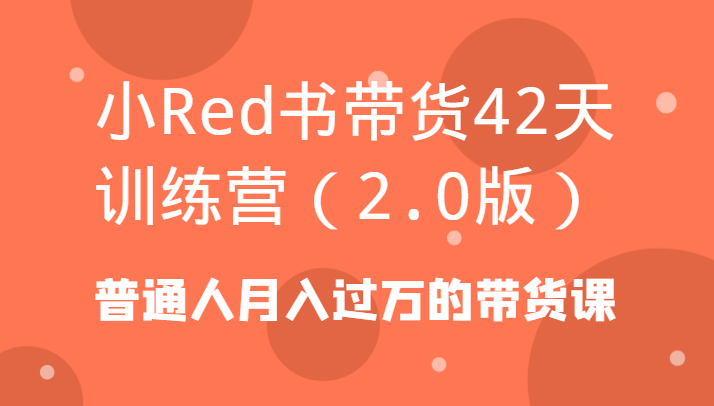 小Red书带货42天训练营(2.0版)普通人月入过万的带货课-识享社