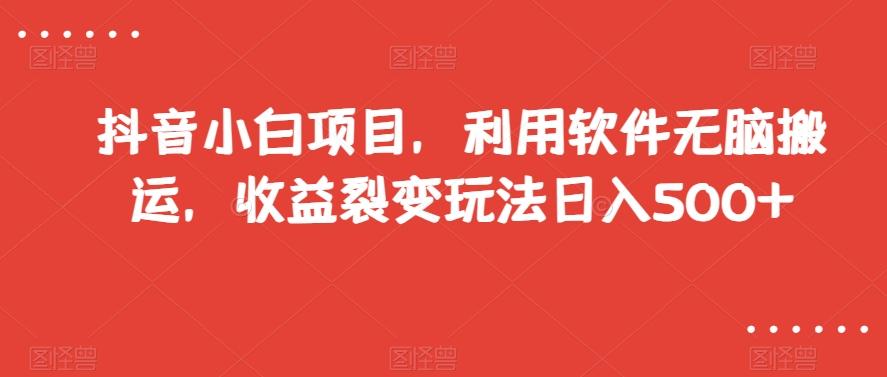 抖音小白项目，利用软件无脑搬运，收益裂变玩法日入500+【揭秘】-识享社