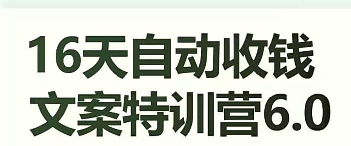 16天自动收钱文案特训营6.0,学会儿每天自动咔咔收钱