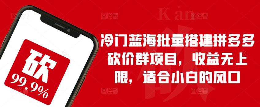 冷门蓝海批量搭建拼多多砍价群项目,收益无上限,适合小白的风口【揭秘】-识享社