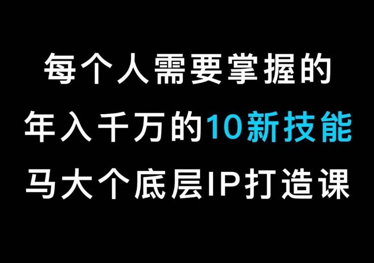 马大个的IP底层逻辑课,每个人需要掌握的年入千万的10新技能,约会底层IP打造方法!-识享社