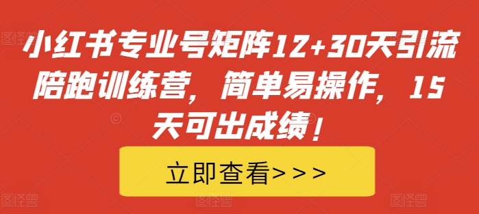 小红书专业号矩阵12+30天引流陪跑训练营，简单易操作，15天可出成绩!-识享社