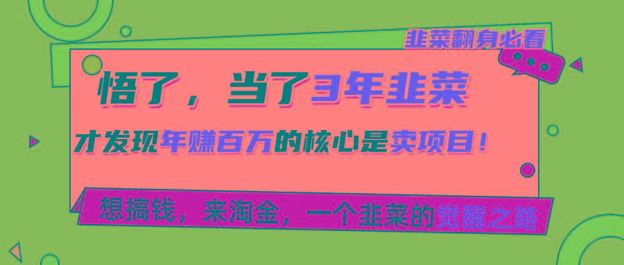悟了，当了3年韭菜，才发现网赚圈年赚100万的核心是卖项目，含泪分享！-识享社