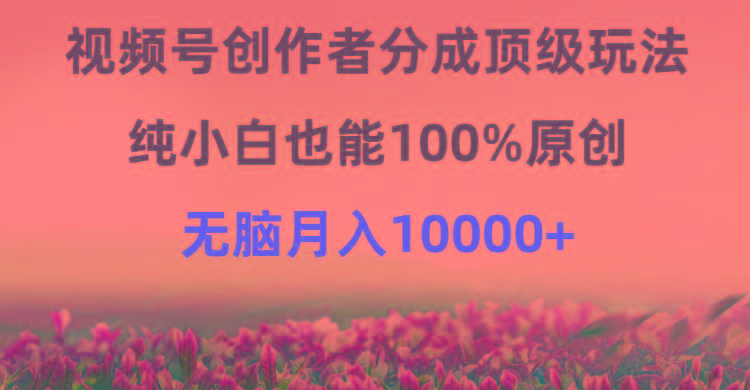 (9608期)视频号创作者分成顶级玩法，纯小白也能100%原创，无脑月入10000+-识享社