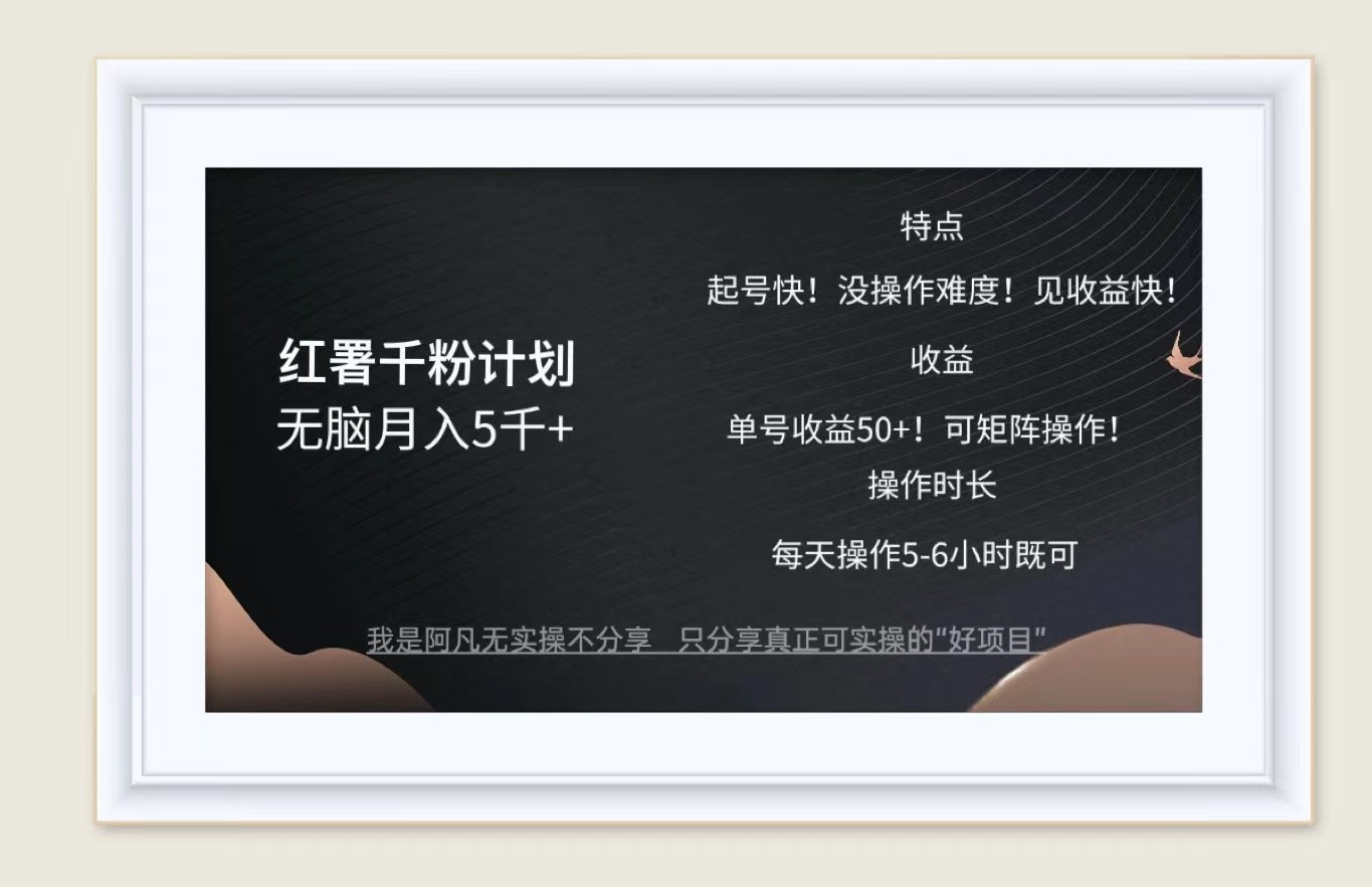 红薯千粉计划无脑月入5千+！既做既赚！-识享社