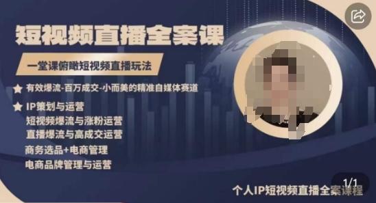 高品质IP短视频直播全案课程，一堂课俯瞰短视频直播玩法-识享社