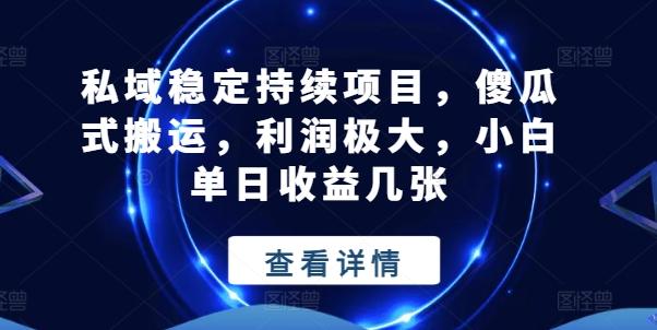 私域稳定持续项目，傻瓜式搬运，利润极大，小白单日收益几张【揭秘】-识享社