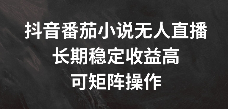 抖音番茄小说无人直播，长期稳定收益高，可矩阵操作【揭秘】-识享社