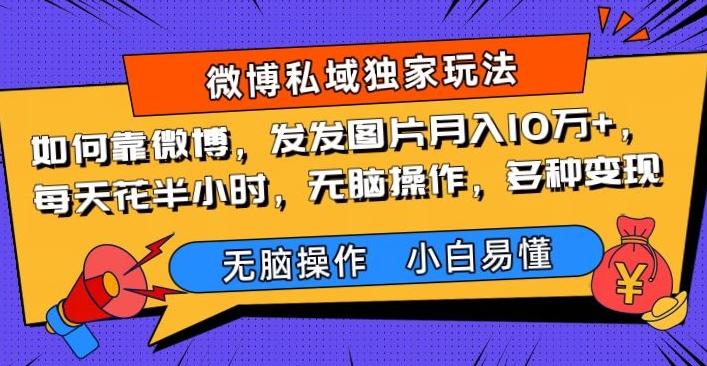如何靠微博，发发图片月入10万+，‌每天花半小时，无脑操作，多种变现-识享社