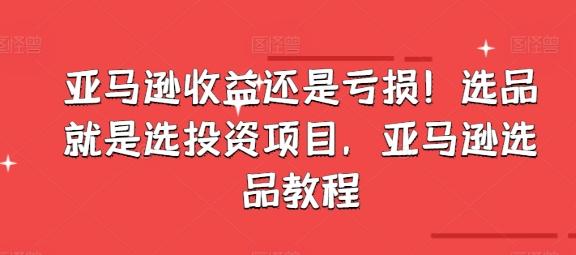 亚马逊收益还是亏损!选品就是选投资项目,亚马逊选品教程-识享社