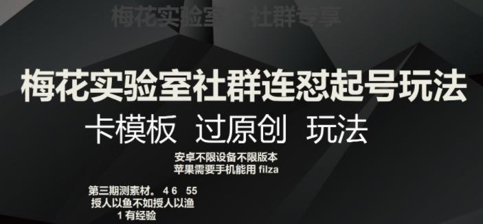 梅花实验室社群连怼起号玩法，卡模板过原创玩法【揭秘】-识享社