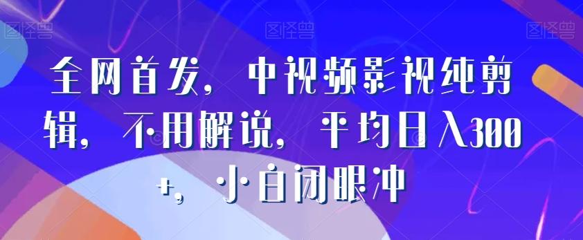 全网首发，中视频影视纯剪辑，不用解说，平均日入300+，小白闭眼冲-识享社