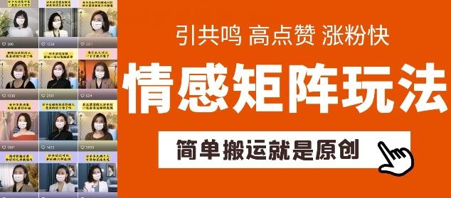 简单搬运，情感矩阵玩法，涨粉速度快，可带货，可起号【揭秘】-识享社