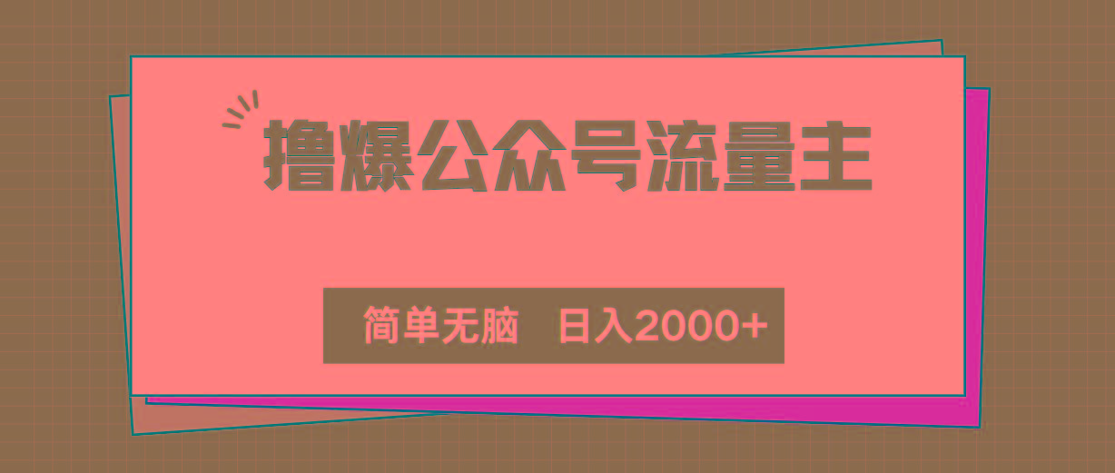 撸爆公众号流量主，简单无脑，单日变现2000+-识享社