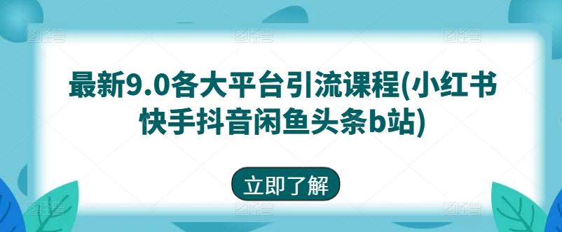 最新9.0各大平台引流课程(小红书快手抖音闲鱼头条b站)-识享社