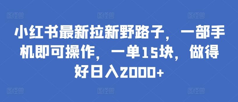 小红书最新拉新野路子,一部手机即可操作,一单15块,做得好日入2000+【揭秘】-识享社
