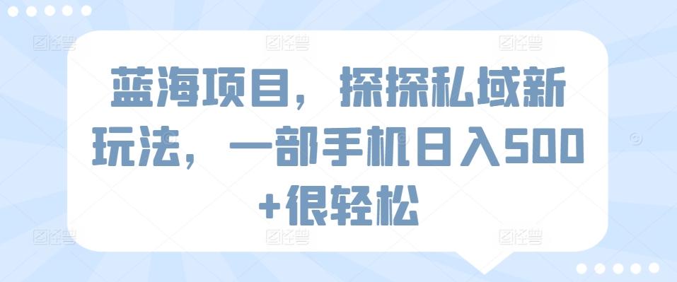 蓝海项目，探探私域新玩法，一部手机日入500+很轻松【揭秘】-识享社