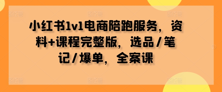 小红书1v1电商陪跑服务，资料+课程完整版，选品/笔记/爆单，全案课-识享社