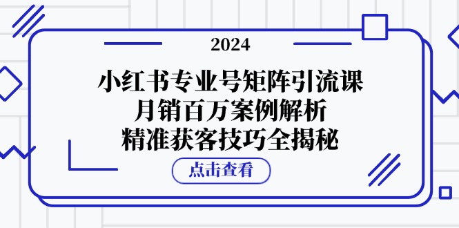小红书专业号矩阵引流课，月销百万案例解析，精准获客技巧全揭秘-识享社