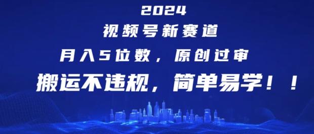 2024视频号新赛道，月入5位数+，原创过审，搬运不违规，简单易学【揭秘】-识享社