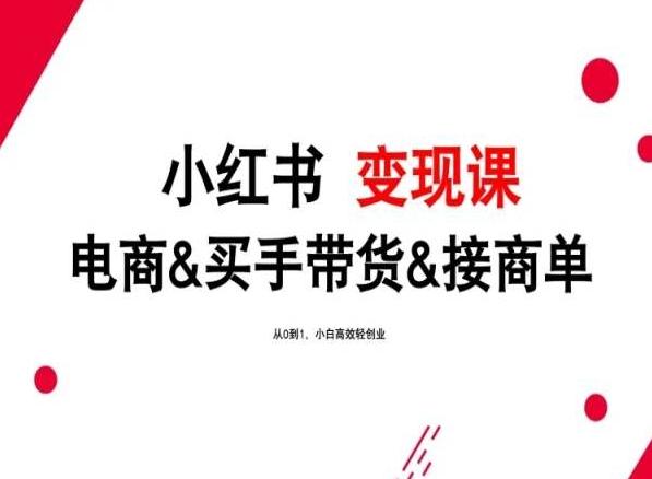 2024年最新小红书变现课,电商&买手带货&接商单,从0到1,小白高效轻创业-识享社