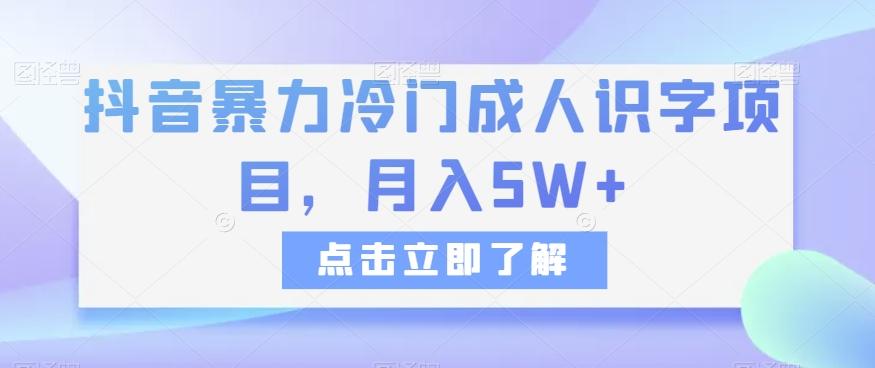 抖音暴力冷门成人识字项目,月入5W+【揭秘】-识享社