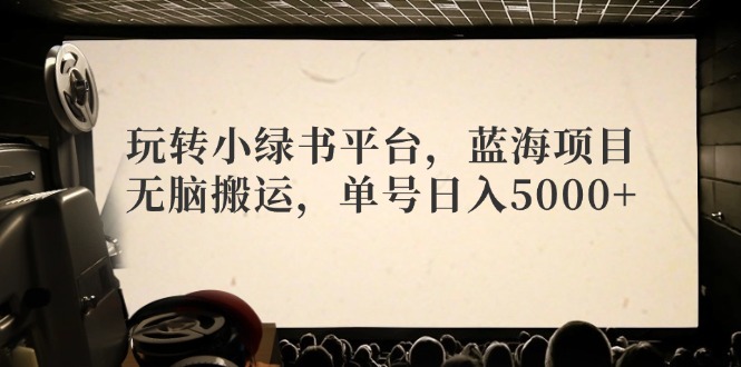 玩转小绿书平台，蓝海项目，无脑搬运，单号日入5000+-识享社