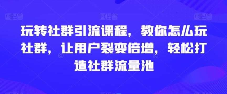 玩转社群引流课程,教你怎么玩社群,让用户裂变倍增,轻松打造社群流量池-识享社