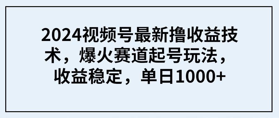 (9651期) 2024视频号最新撸收益技术，爆火赛道起号玩法，收益稳定，单日1000+-识享社