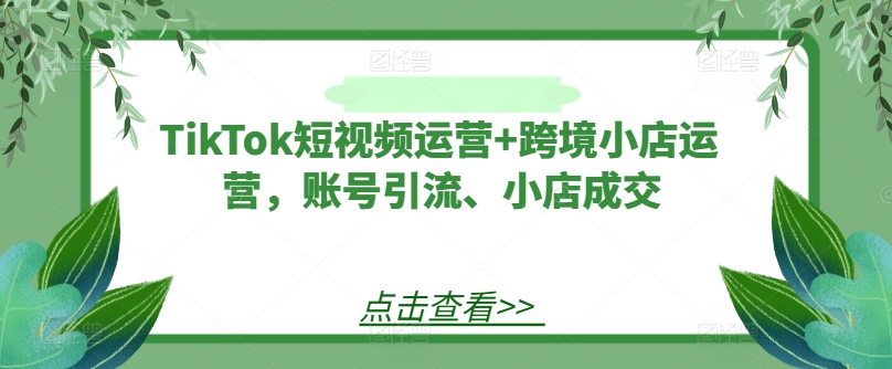 TikTok短视频运营+跨境小店运营,账号引流、小店成交-识享社