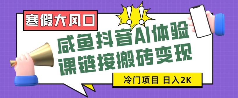 寒假大风口咸鱼抖音AI体验课链接搬砖变现，全网首发冷门项目，小白可日入2K+【揭秘】-识享社