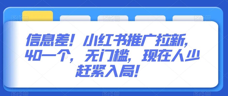 信息差!小红书推广拉新,40一个,无门槛,现在人少赶紧入局!-识享社