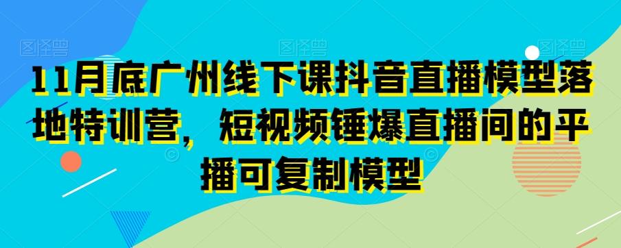 11月底广州线下课抖音直播模型落地特训营，短视频锤爆直播间的平播可复制模型-识享社