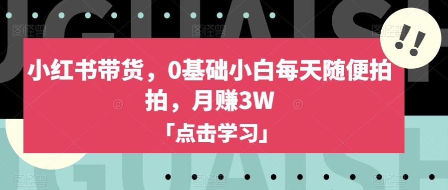 小红书带货，0基础小白每天随便拍拍，月赚3W【揭秘】-识享社