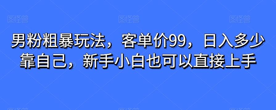 男粉粗暴玩法，客单价99，日入多少靠自己，新手小白也可以直接上手-识享社