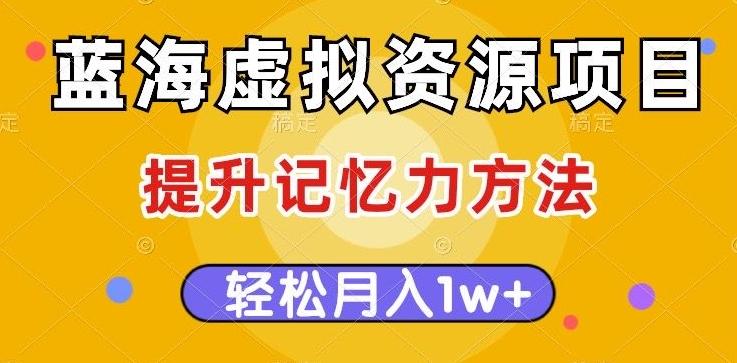 蓝海虚拟资源项目，提升记忆力方法，多种变现方式，轻松月入1w+【揭秘】-识享社