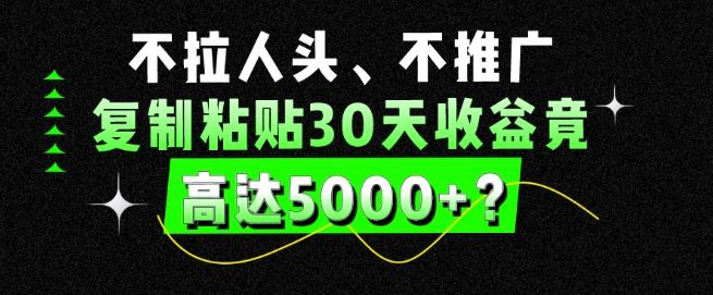不拉人头、不推广，复制粘贴30天收益竟高达5000+？-识享社