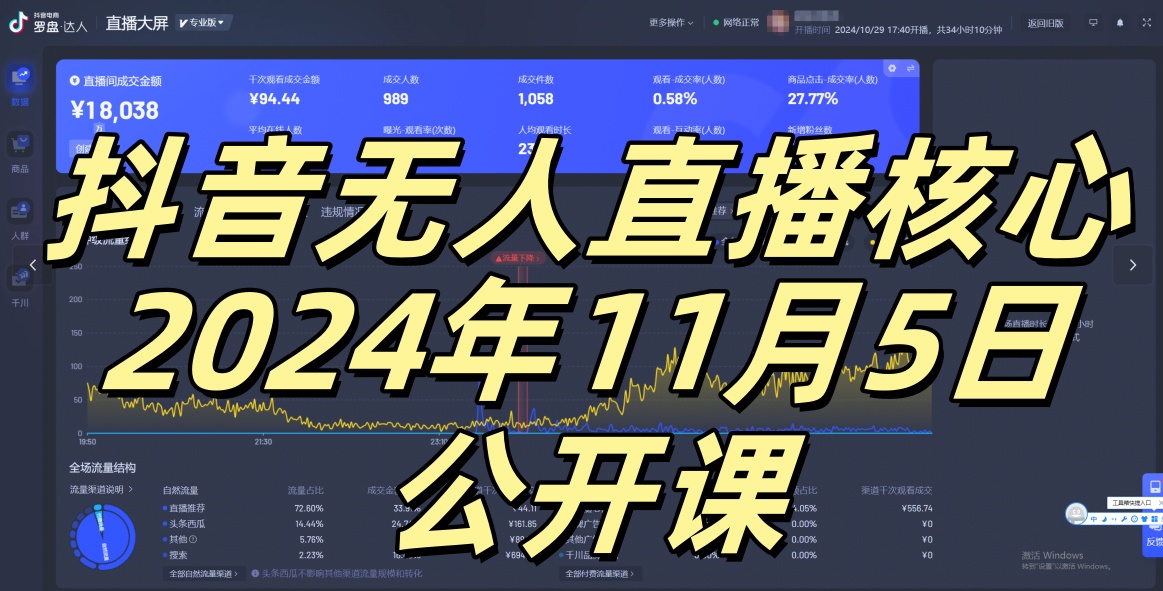抖音无人直播核心公开课，咸鱼翻身小白可做带有睡后收入月入过万太简单【揭秘】-识享社