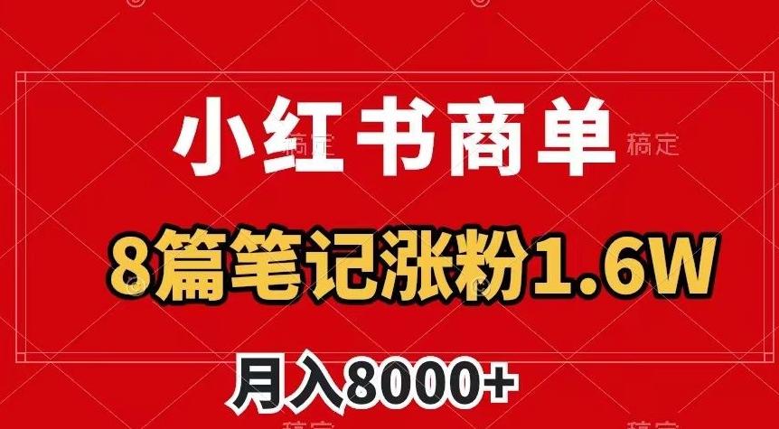 小红书商单最新玩法,8篇笔记涨粉1.6w,作品制作简单,月入8000+【揭秘】-识享社