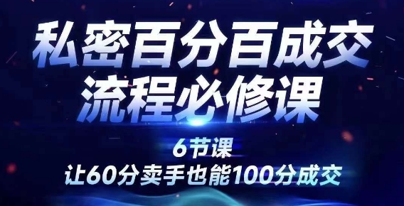 私密百分百成交流程线上训练营，绝对成交，让60分卖手也能100分成交-识享社