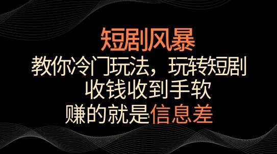 短剧风暴，教你冷门玩法，玩转短剧，收钱收到手软【揭秘】-识享社